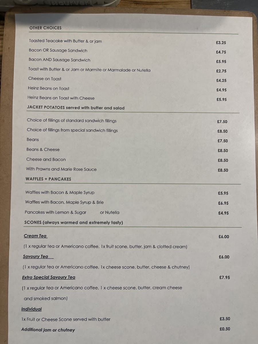 Amy's at the filling station menu board