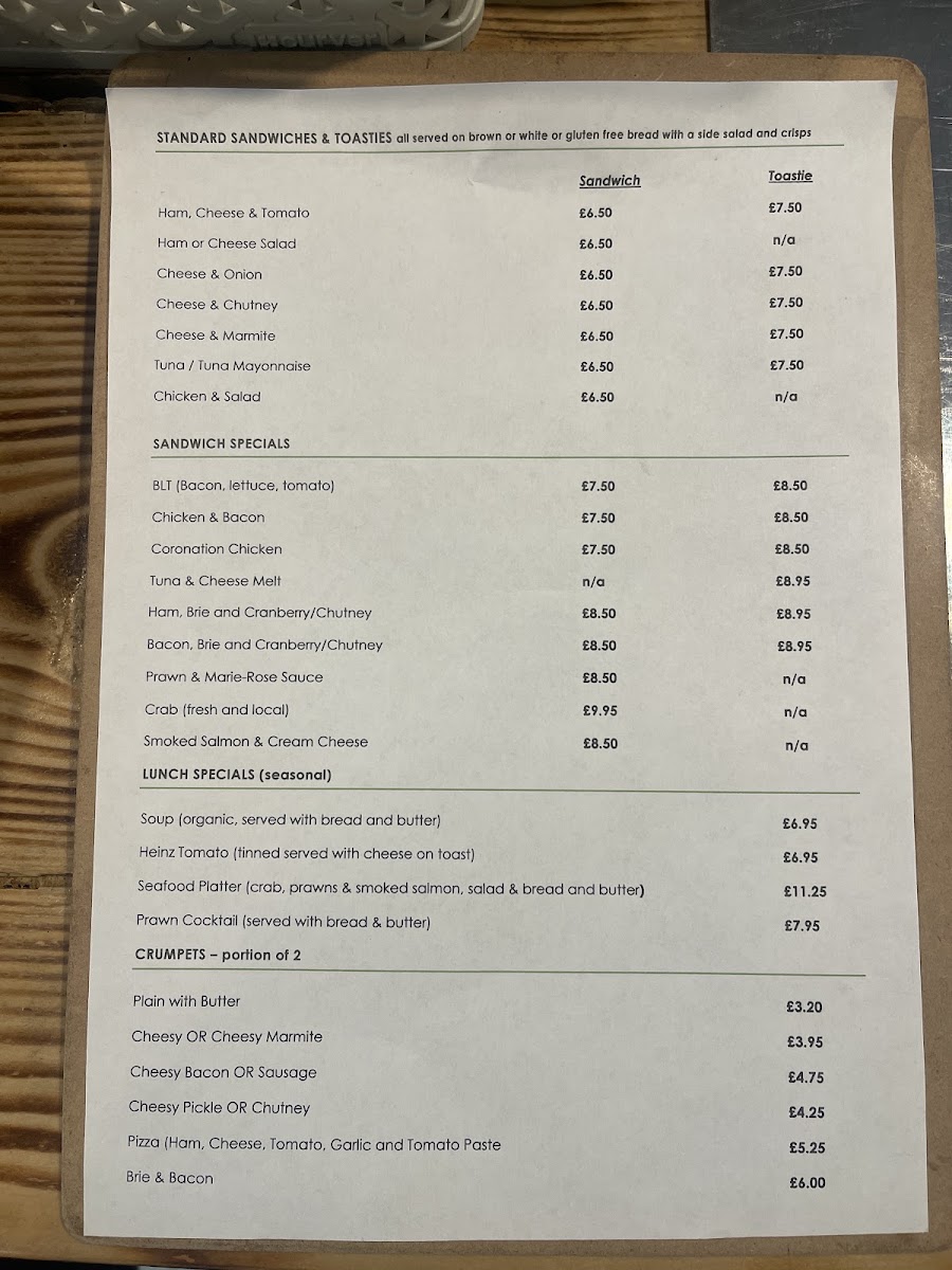 Amy's at the filling station menu board