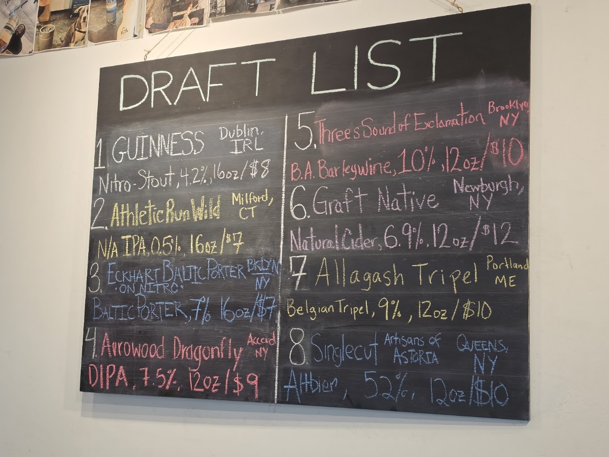 Here Coffee Beer menu board