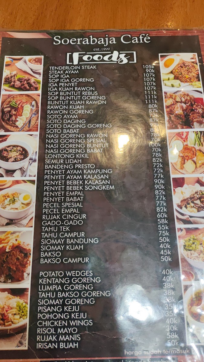 Soerabaja Cafe, Juanda International Airport T1 menu board