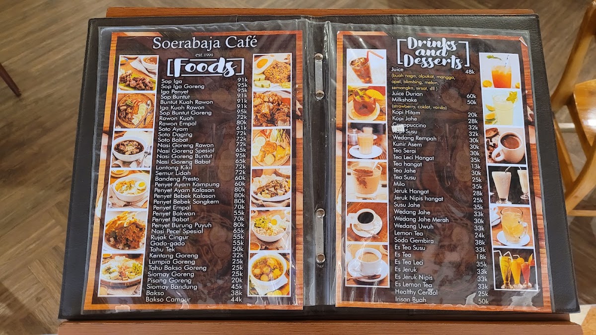 Soerabaja Cafe, Juanda International Airport T1 menu board