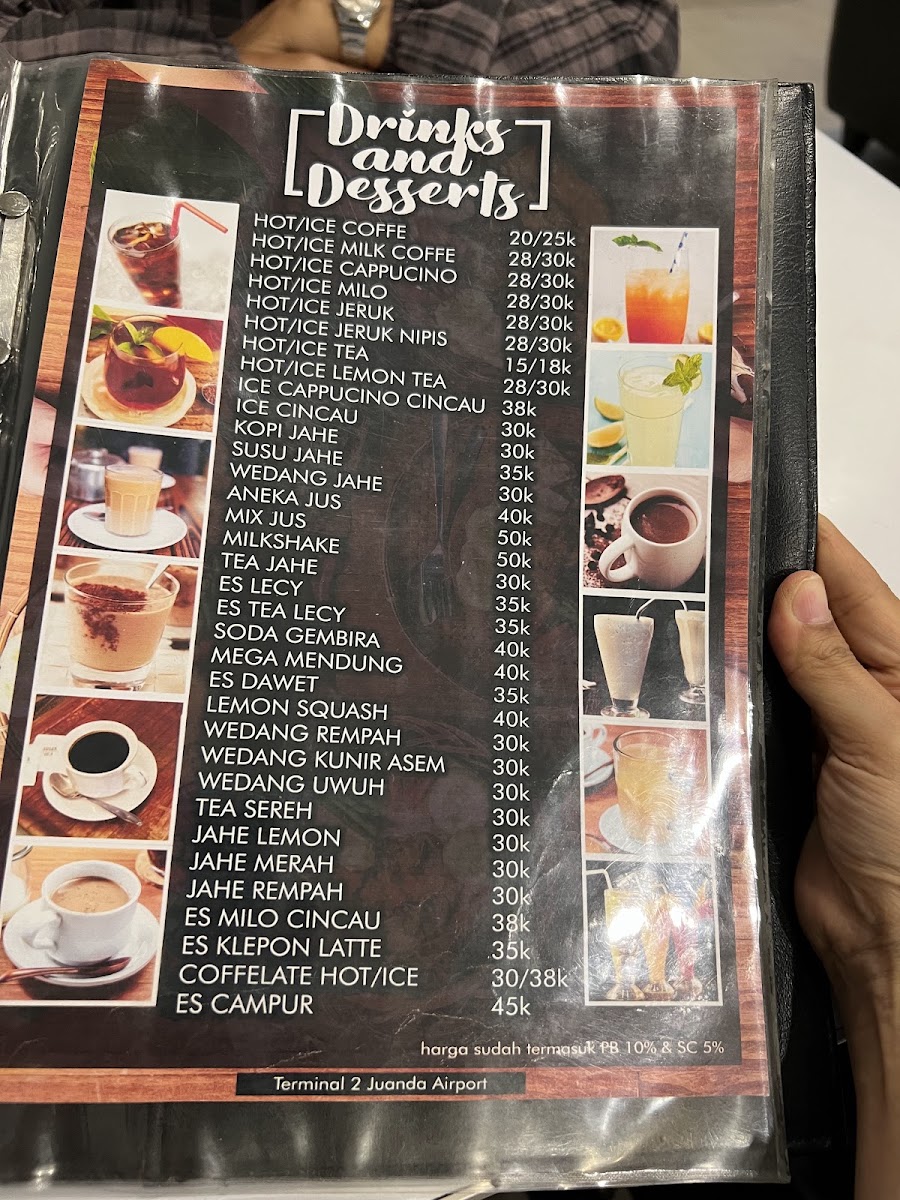 Soerabaja Cafe, Juanda International Airport T1 menu board