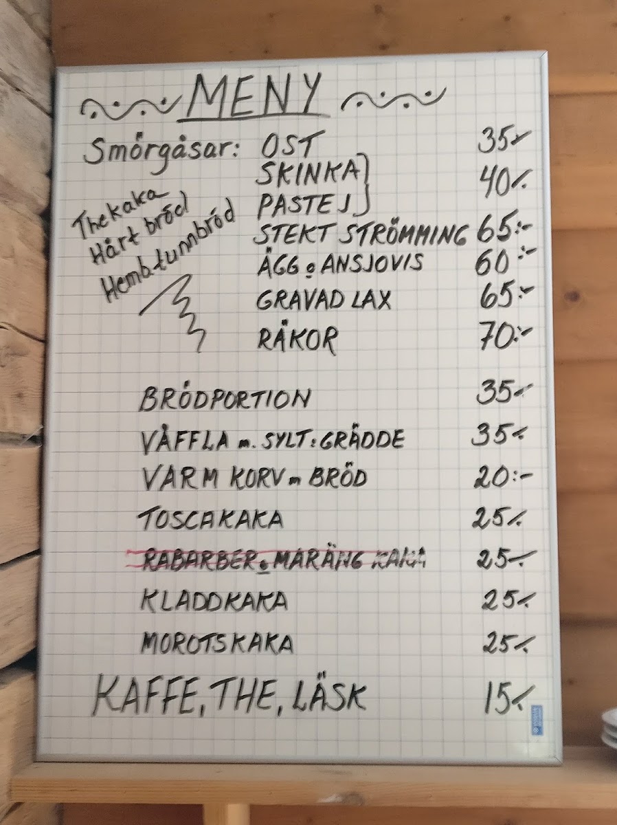 Vättaberget cafe menu board