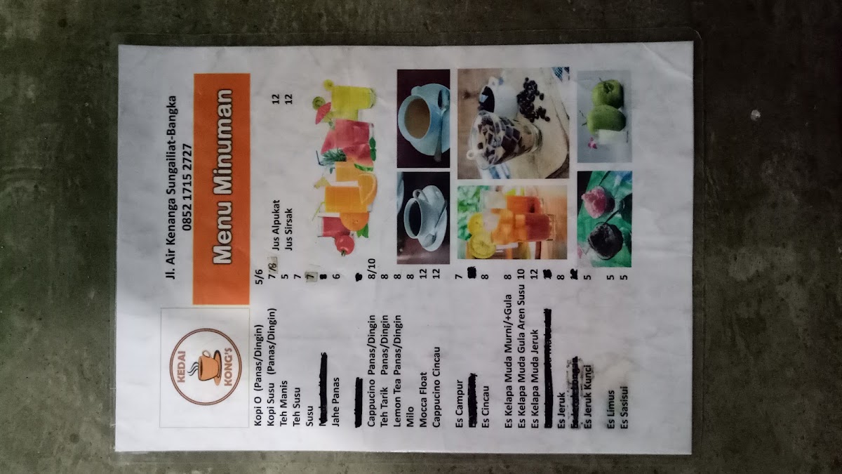 Kopitiam Kong menu board