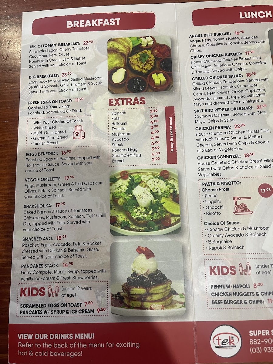 Tek Cafe menu board