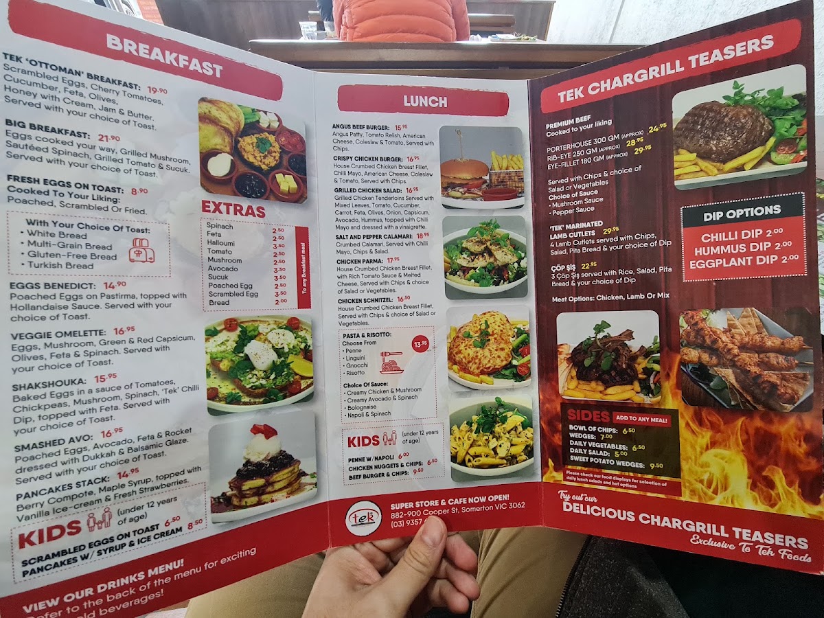 Tek Cafe menu board