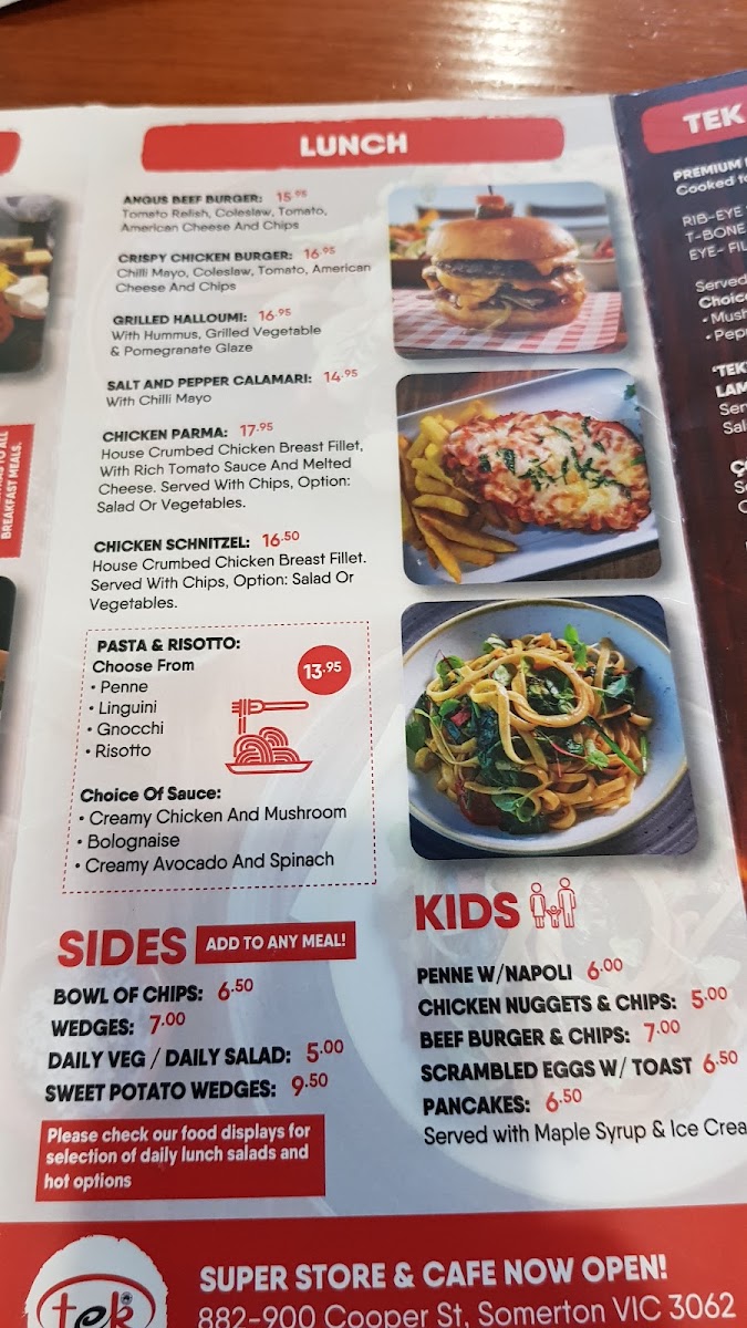 Tek Cafe menu board