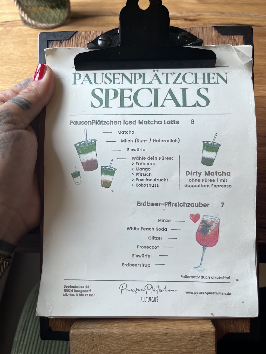 PausenPlätzchen Kulturcafé menu board
