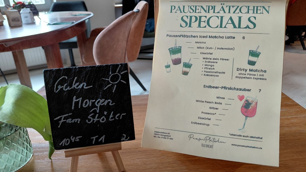 PausenPlätzchen Kulturcafé menu board