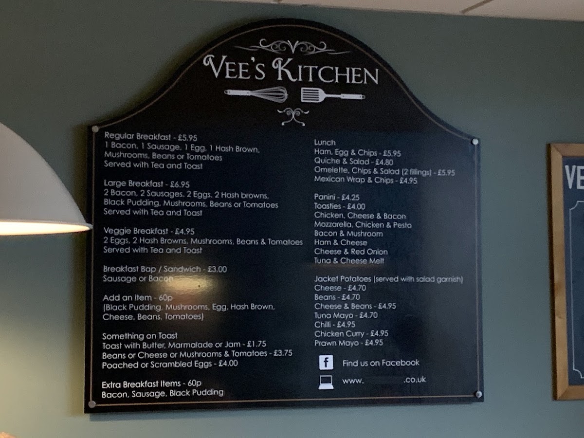Pavilions kitchen menu board