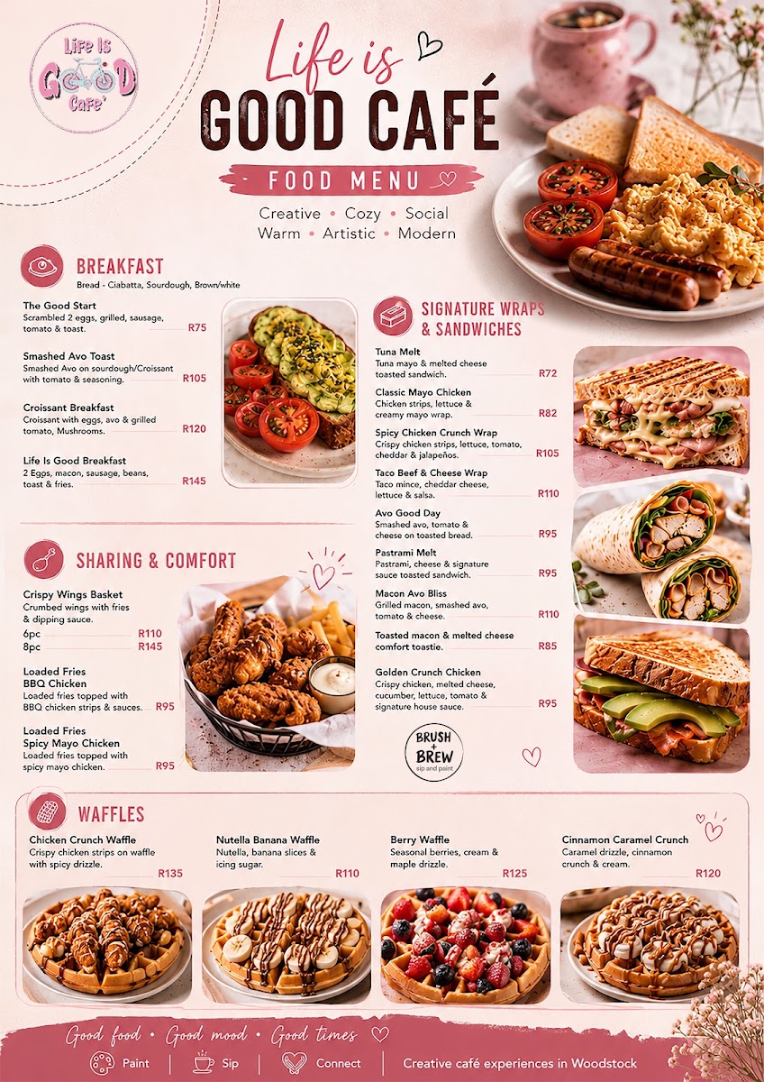 Life is Good Cafe' menu board