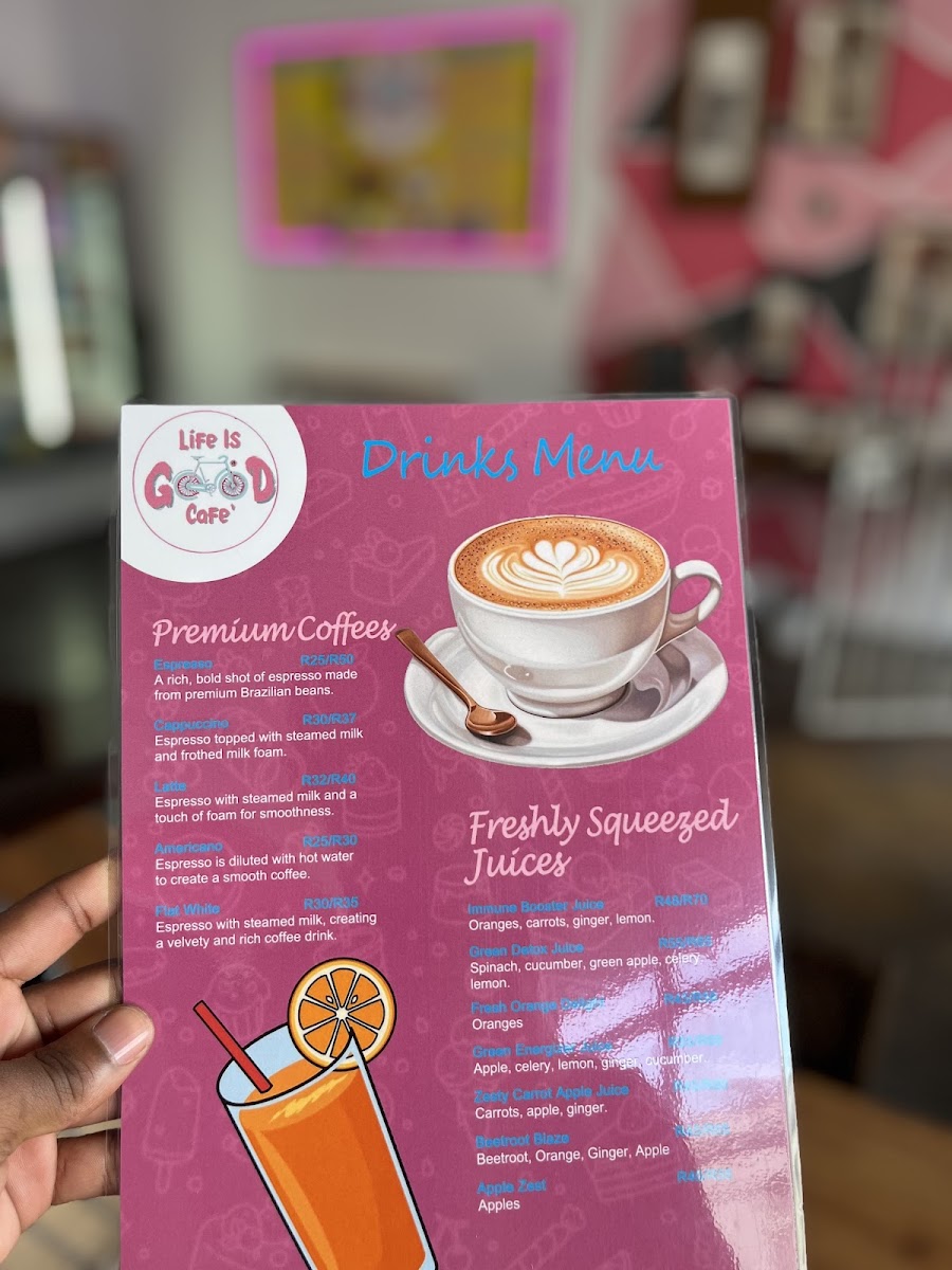 Life is Good Cafe' menu board