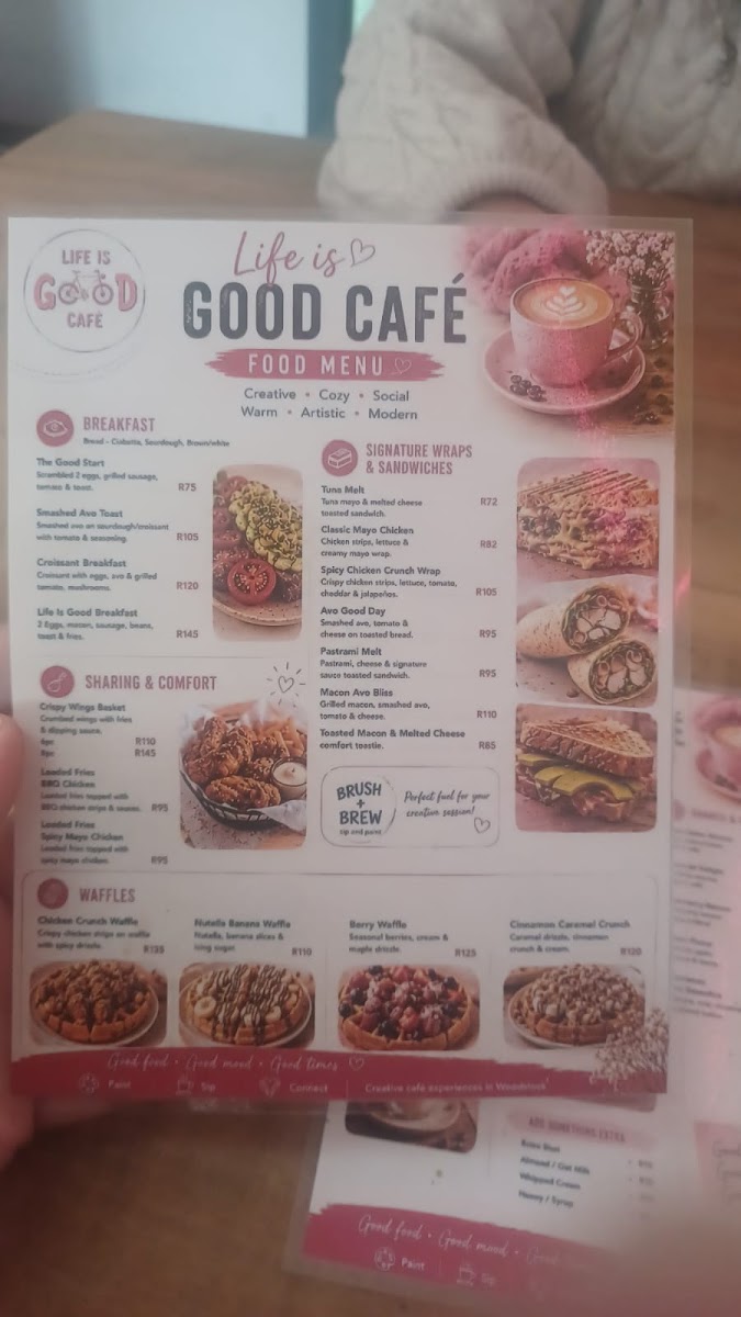 Life is Good Cafe' menu board