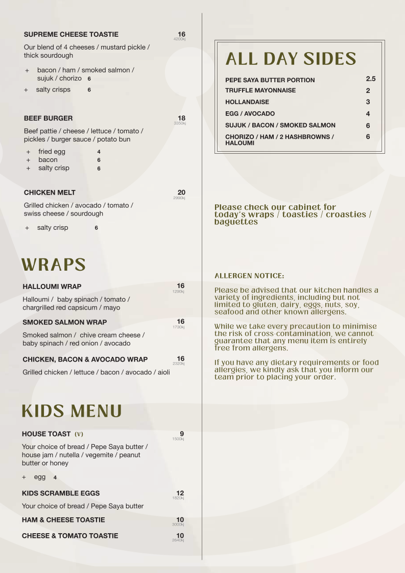 The Coffee Emporium Kiama menu board