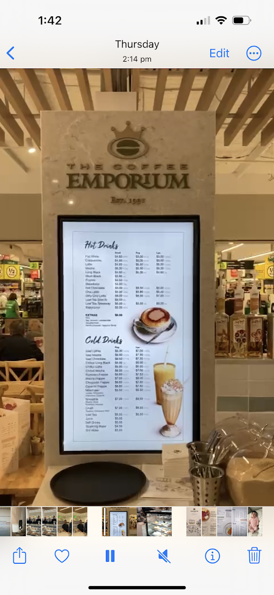 The Coffee Emporium Kiama menu board