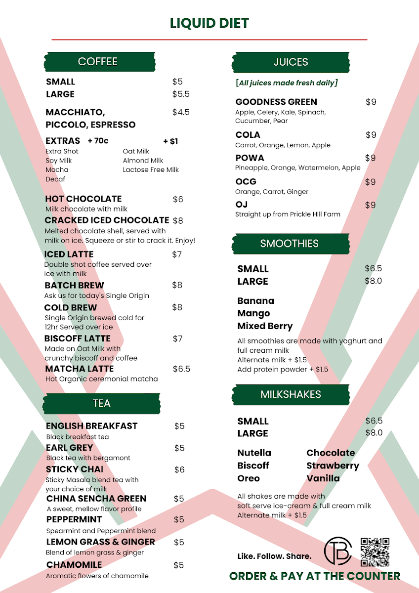 The Burrow Cafe menu board