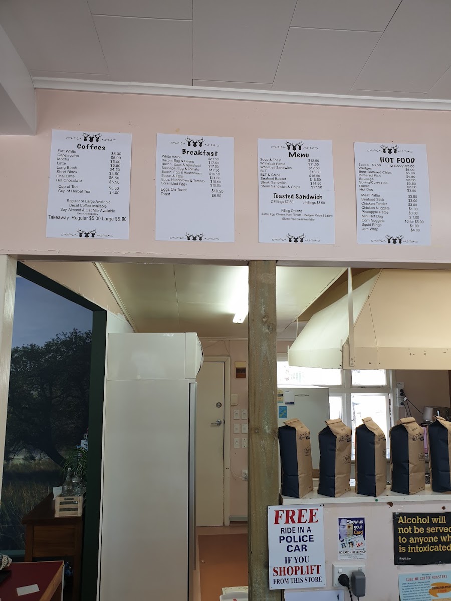 The Lonely Stag Cafe & Store menu board