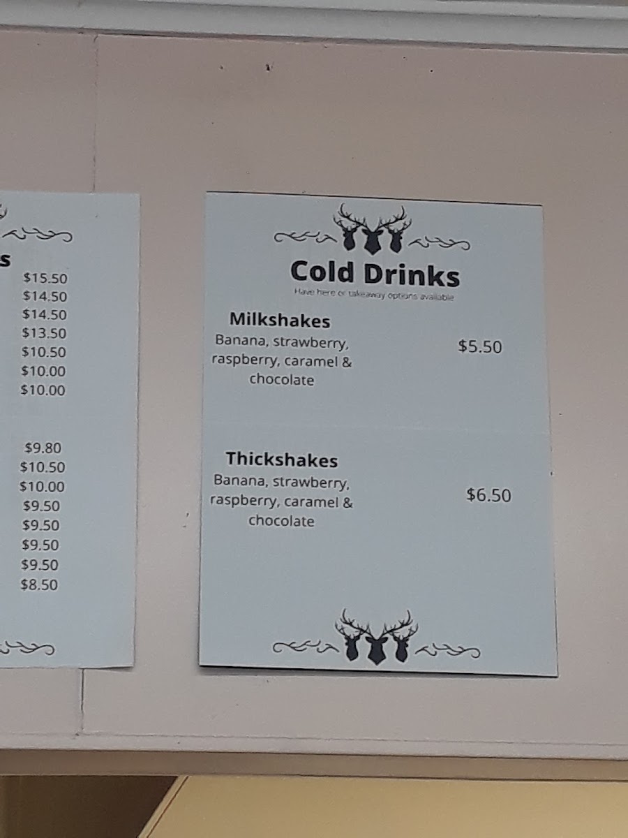 The Lonely Stag Cafe & Store menu board