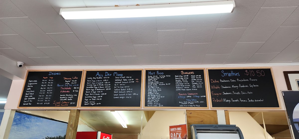 The Lonely Stag Cafe & Store menu board