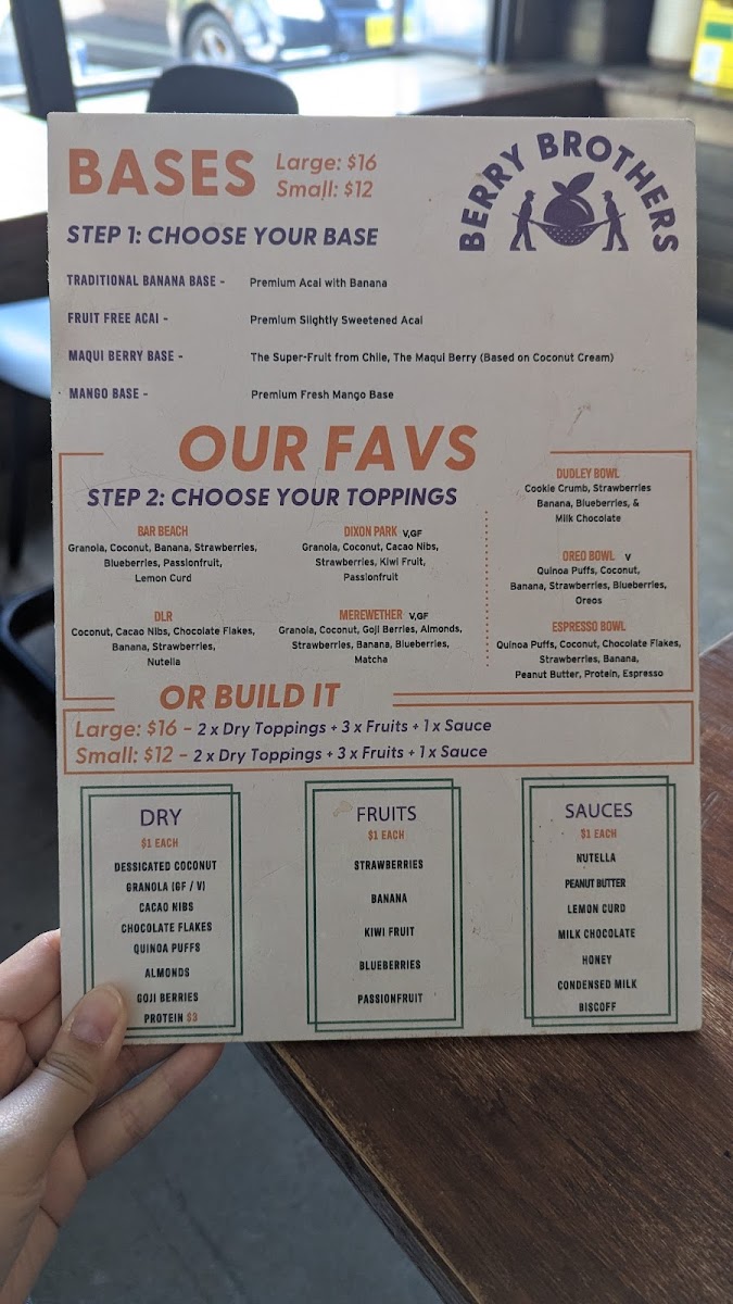 The Berry Brothers menu board