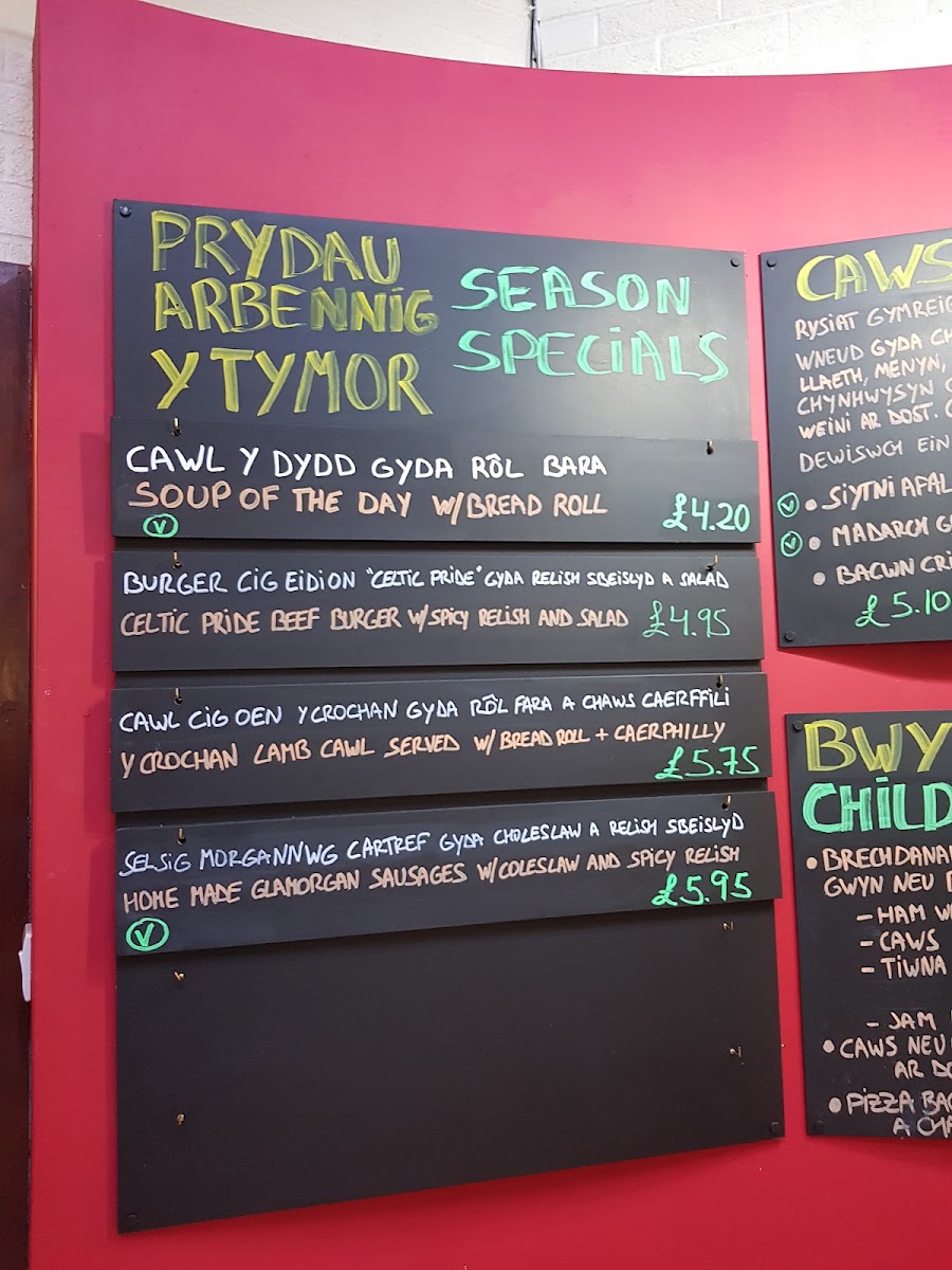 The Corris Café and Deli menu board