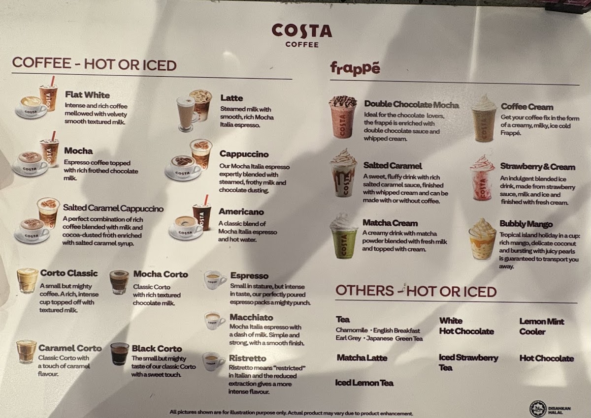 Illy Caffe @ KLIA Terminal 1 Satellite menu board