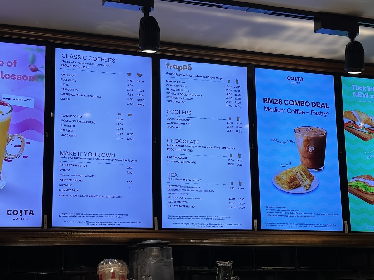 Illy Caffe @ KLIA Terminal 1 Satellite menu board
