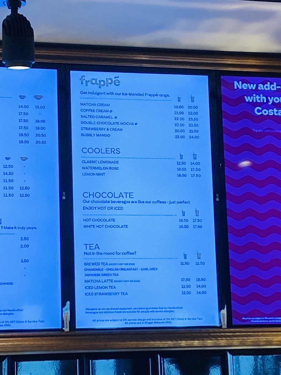 Illy Caffe @ KLIA Terminal 1 Satellite menu board