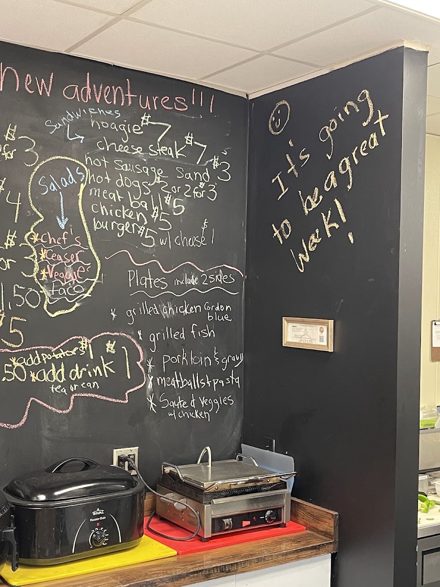 Hamilton Cafe, Catering, & Event Services menu board