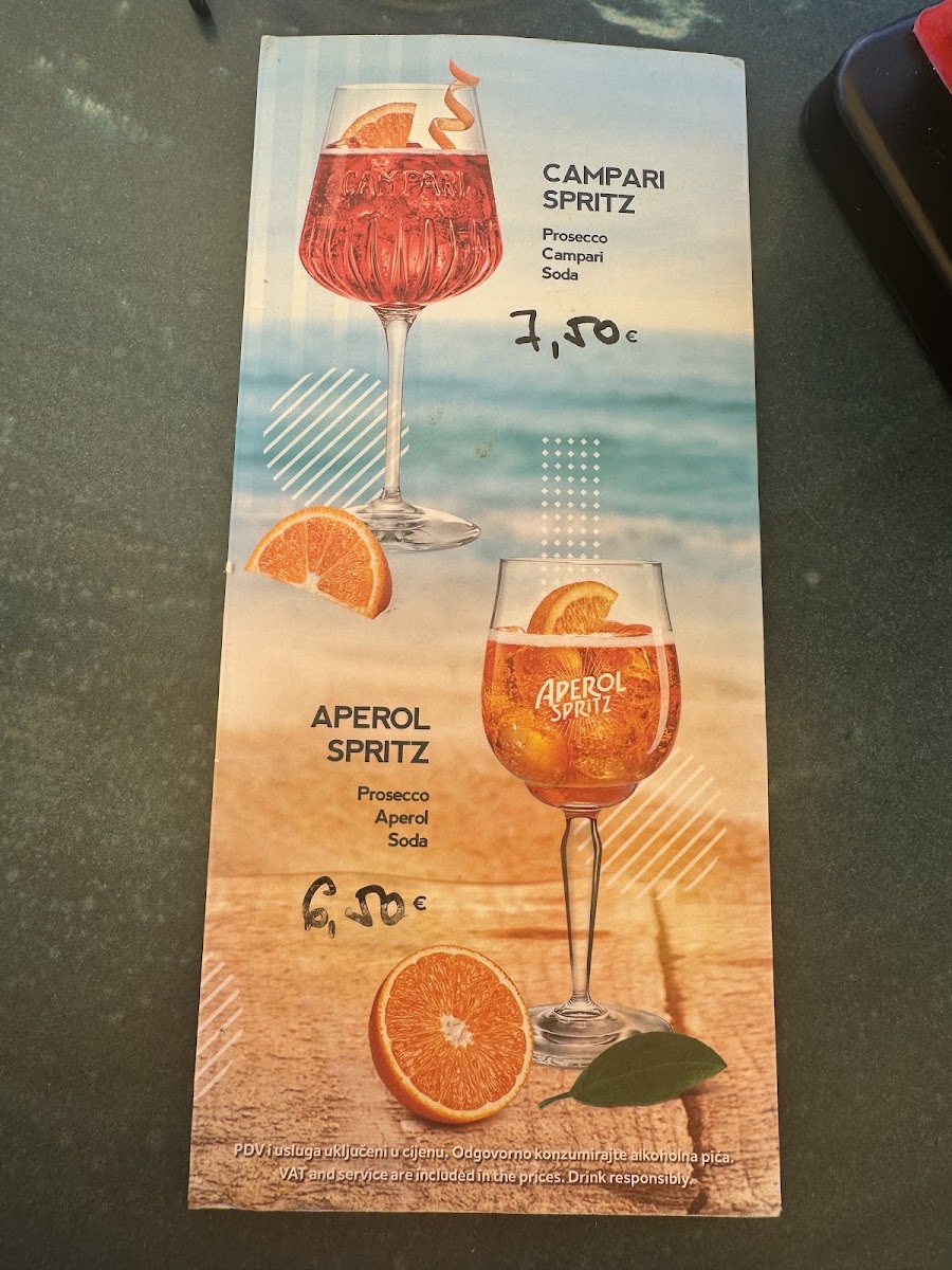 Caffe Bar Luna menu board