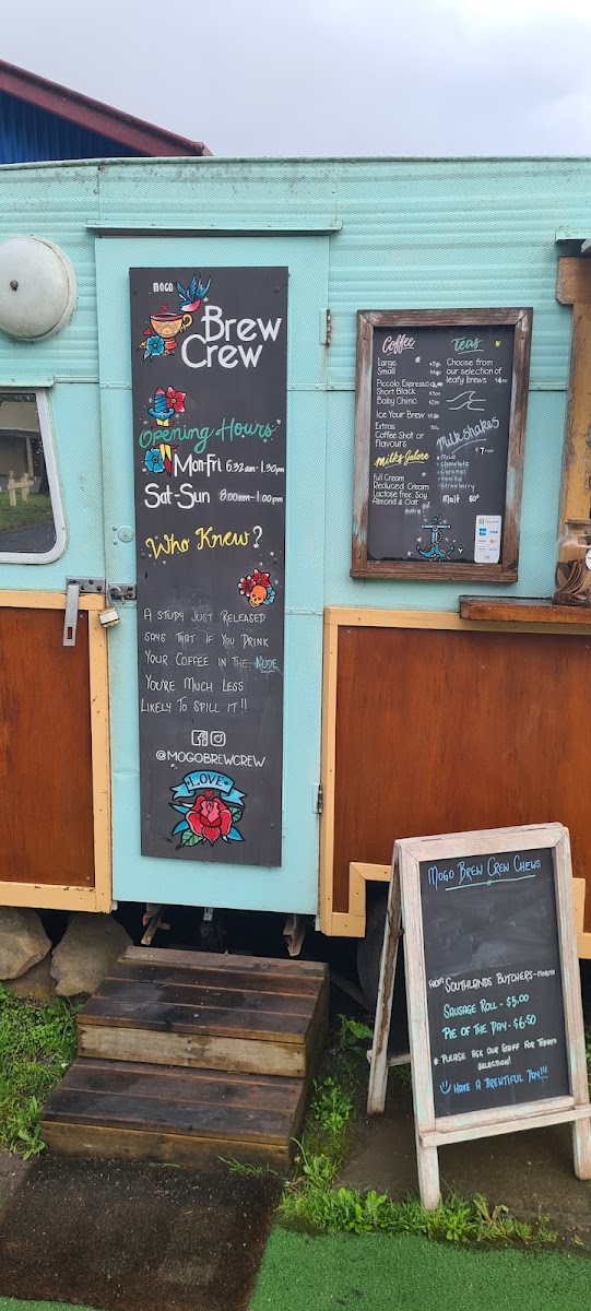 Mogo Brew Crew menu board