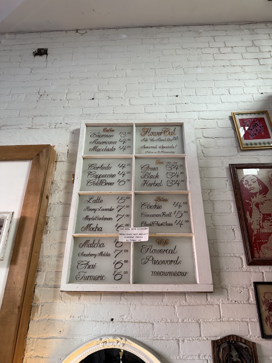 Flower Cat menu board