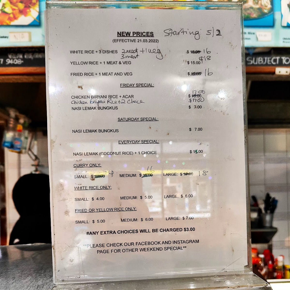 Island Dreams Cafe menu board