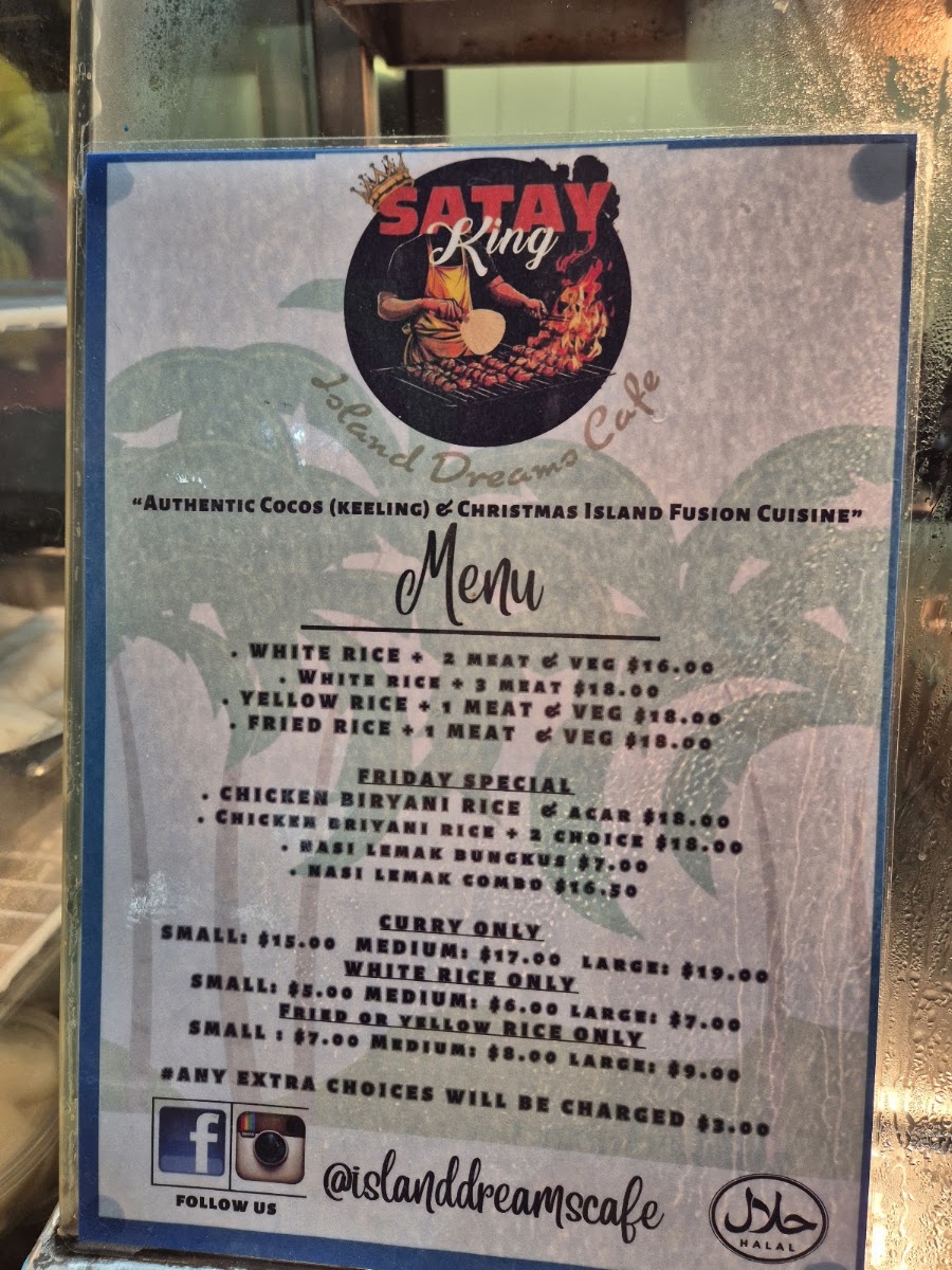 Island Dreams Cafe menu board