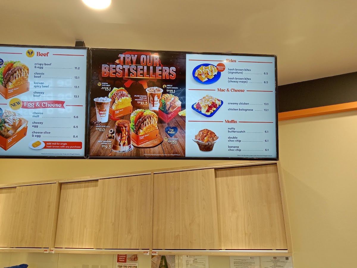 Bask Bear Coffee Presint 15 Putrajaya menu board