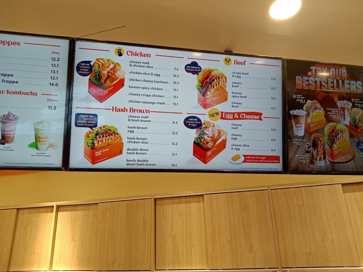 Bask Bear Coffee Presint 15 Putrajaya menu board