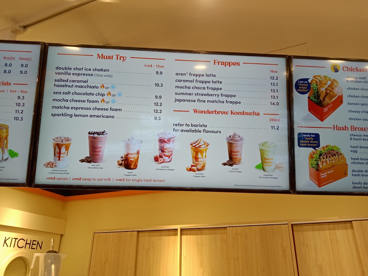 Bask Bear Coffee Presint 15 Putrajaya menu board