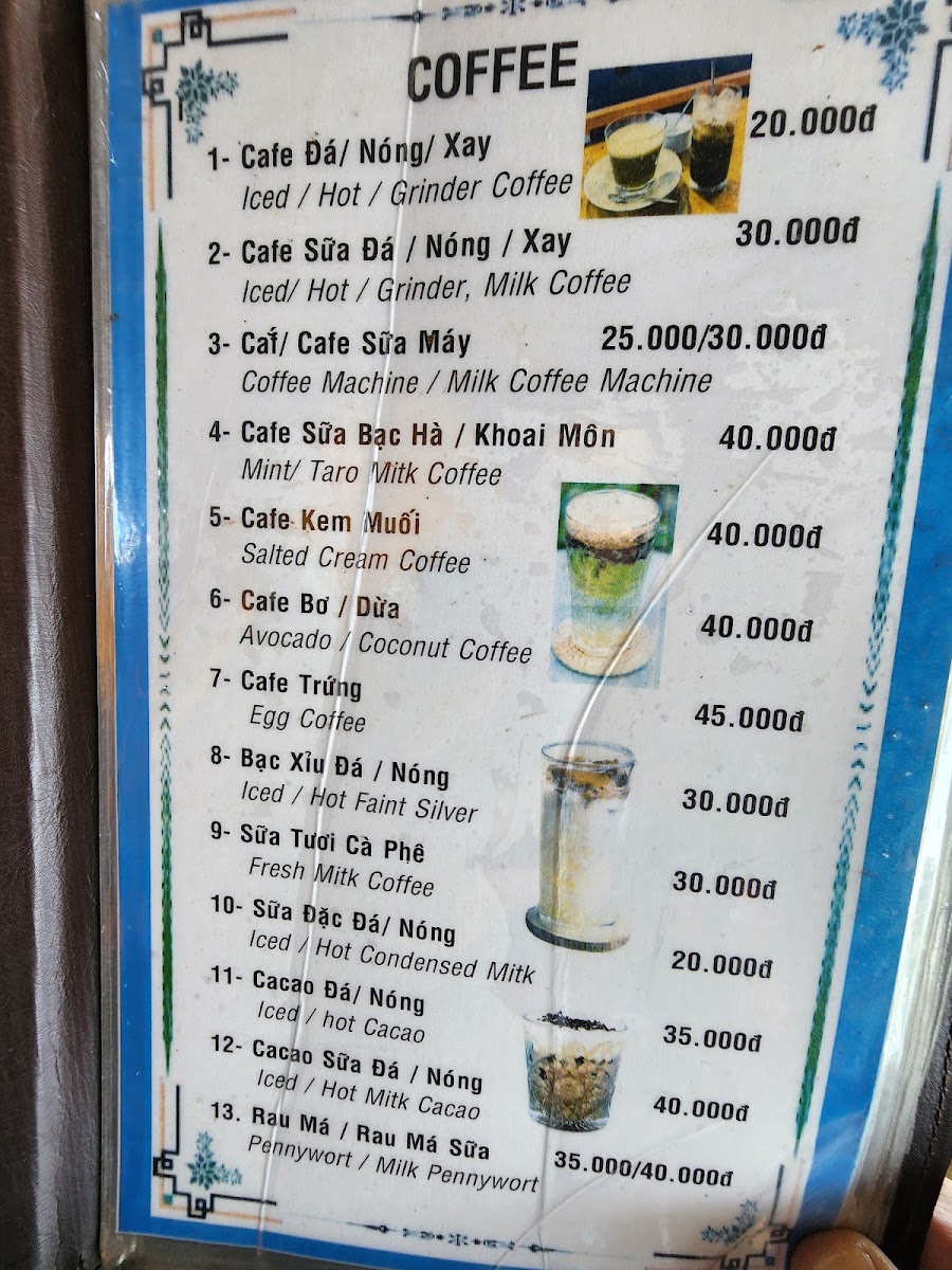 Cung Cafe. menu board