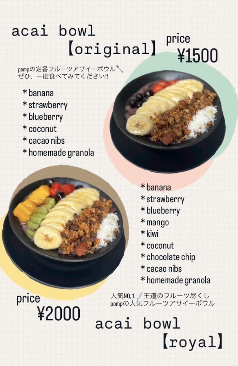 Fruits cafe pomp menu board