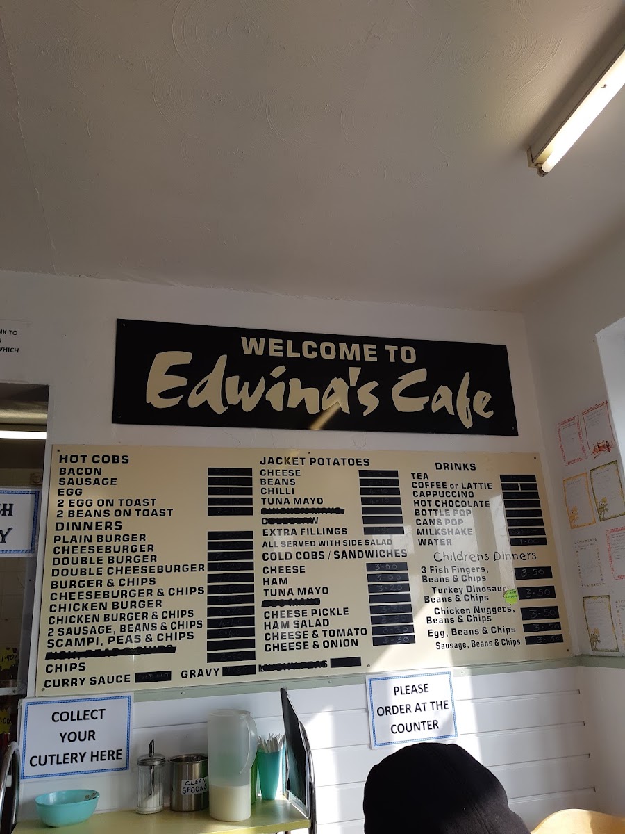 Edwina's Cafe menu board