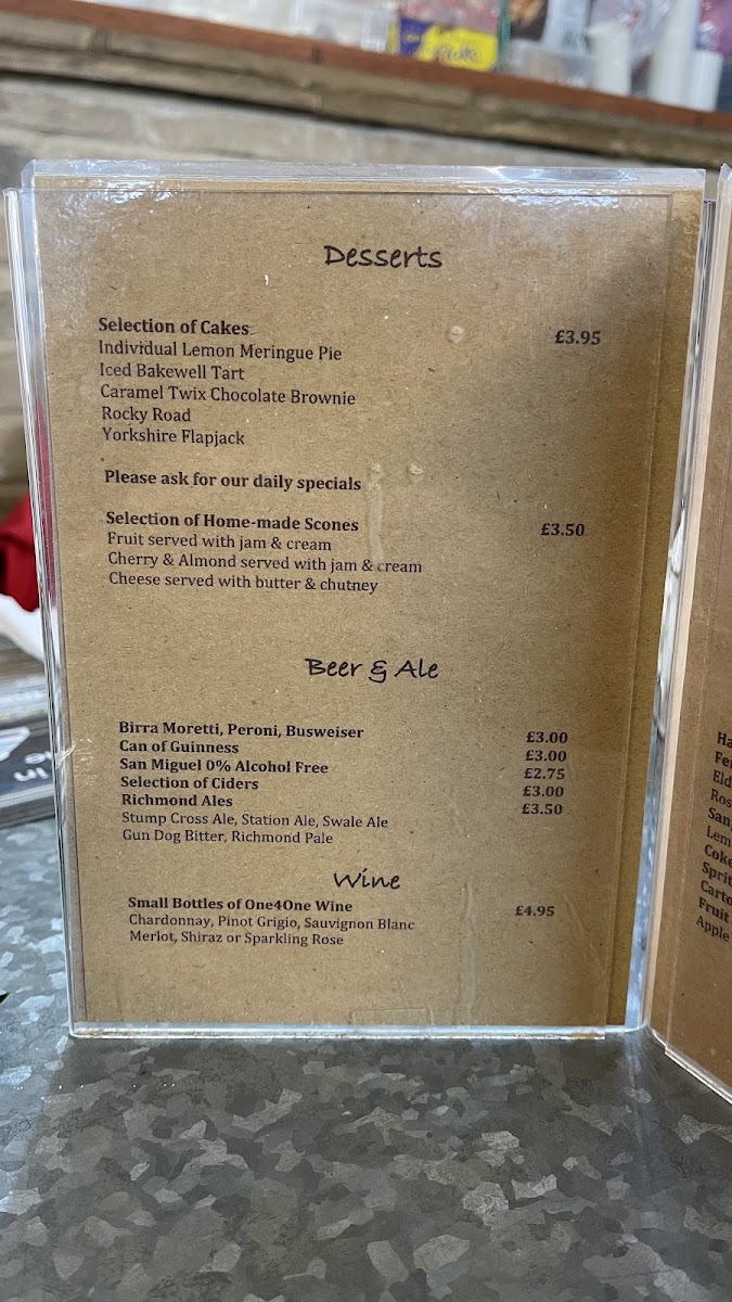 Time Cafe at Stump Cross menu board