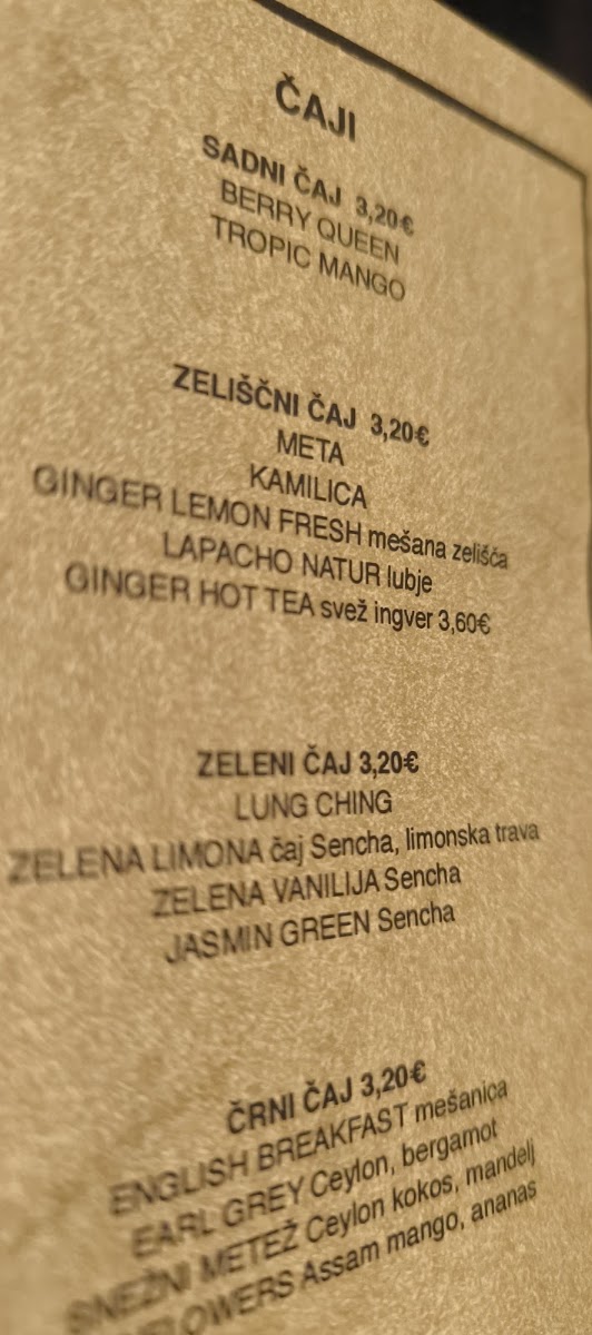 Kavarna Ginger menu board
