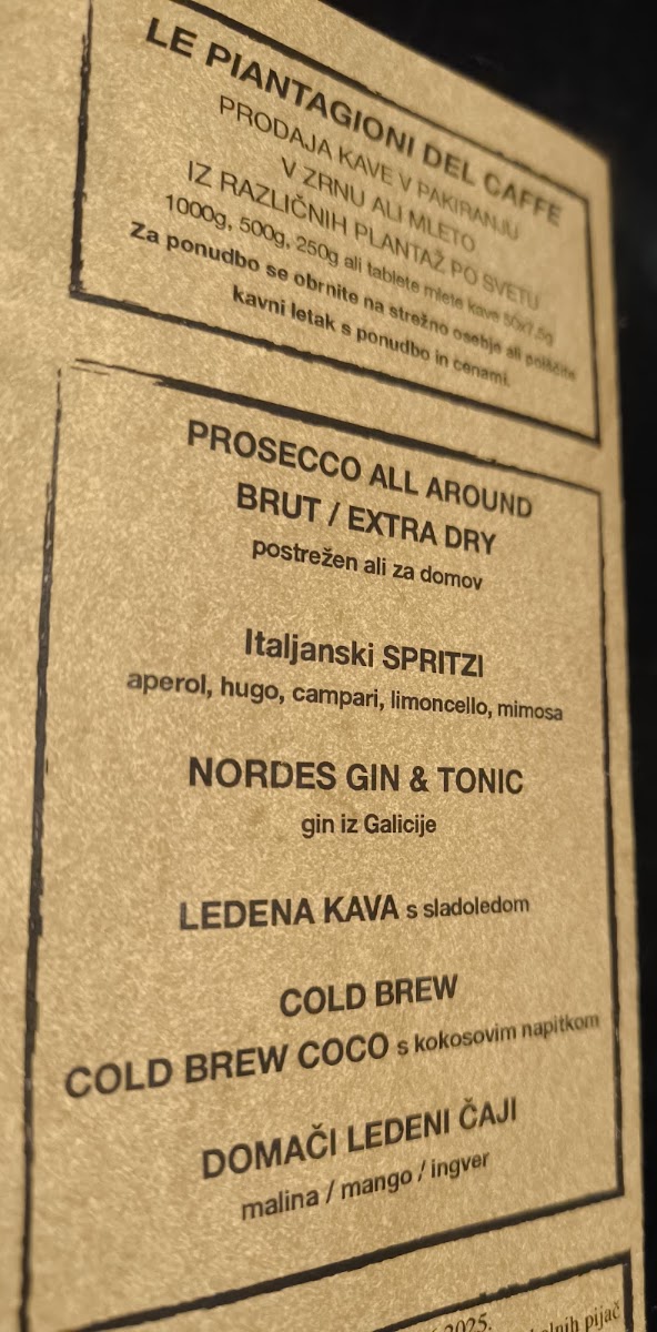 Kavarna Ginger menu board