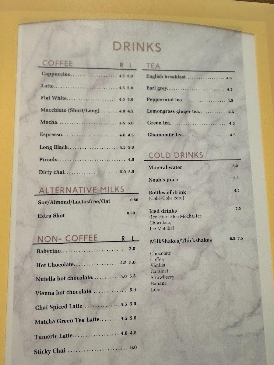Mason Lane Café menu board
