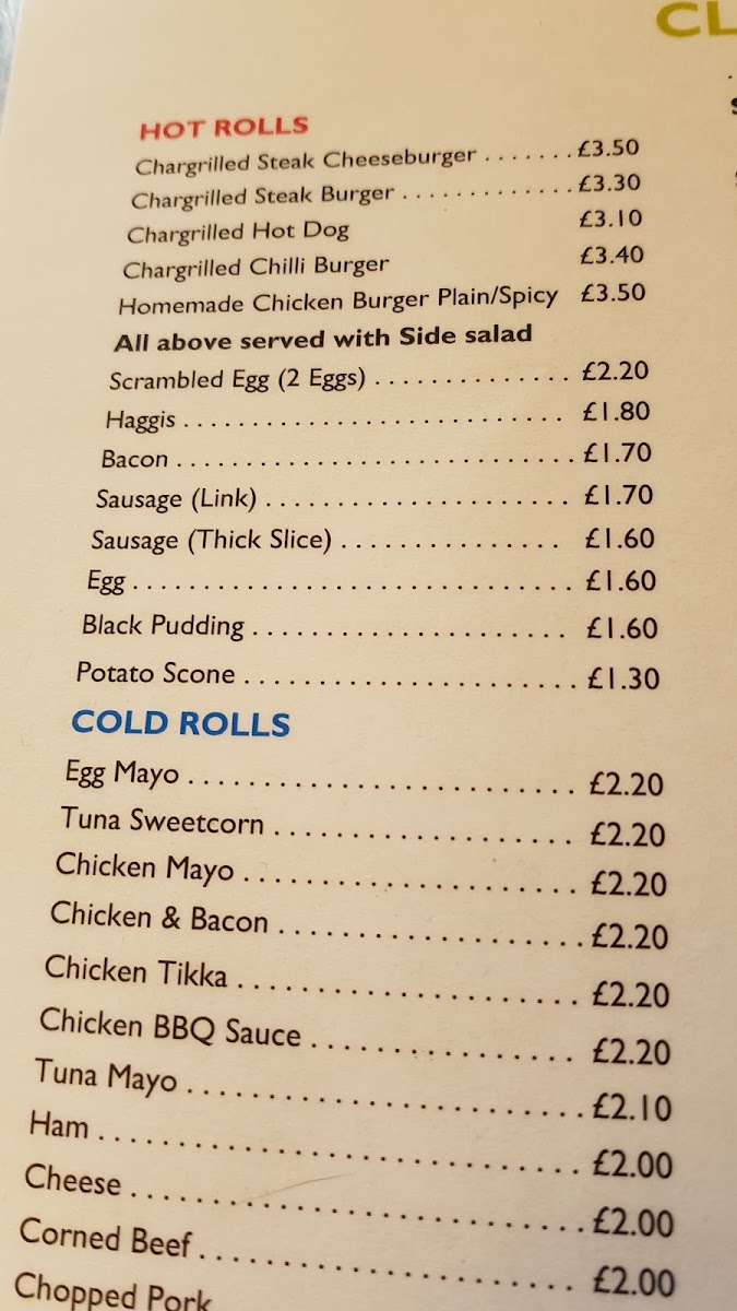 Clyde St. Cafe menu board