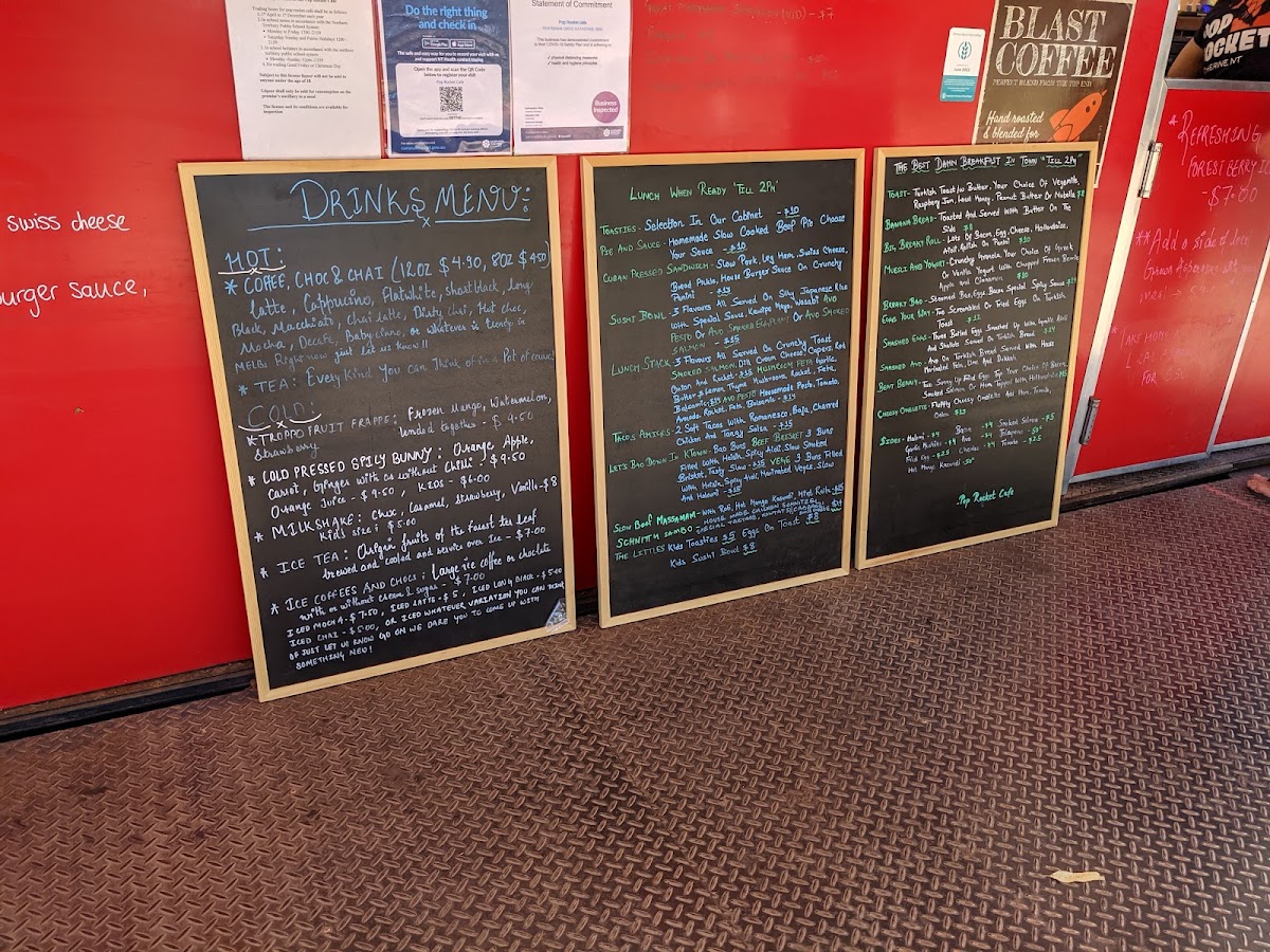 Pop Rocket Cafe menu board