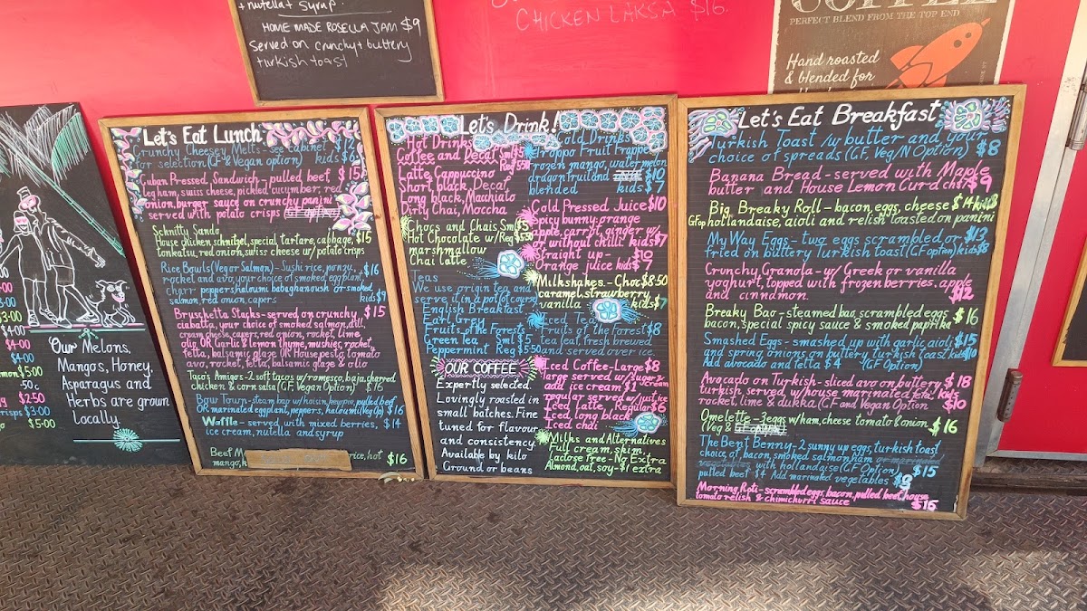 Pop Rocket Cafe menu board