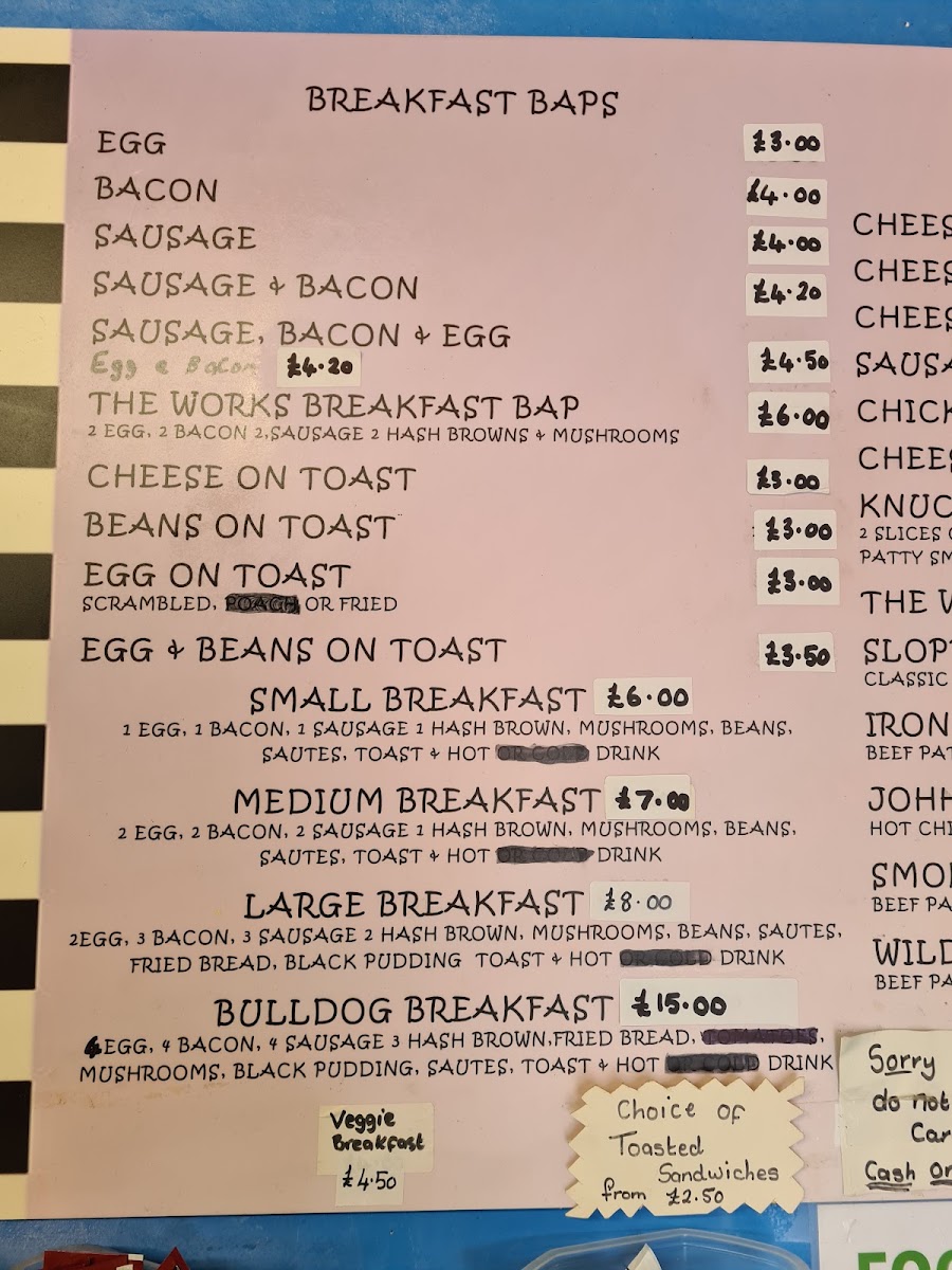 The Brunch Bar menu board