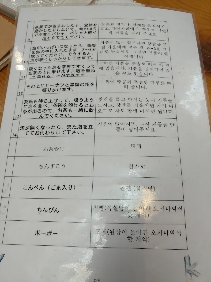 Koto Shuri Kari Sanfan menu board