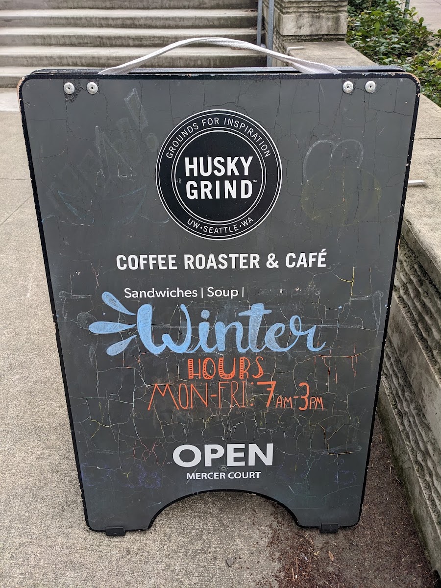 Husky Grind at Mercer Court menu board